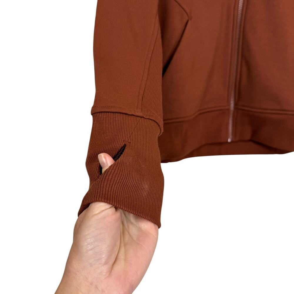 Athleta Triumph Hoodie Jacket Womens Small Brown Rust Full Zip Thumbholes - Picture 3 of 11